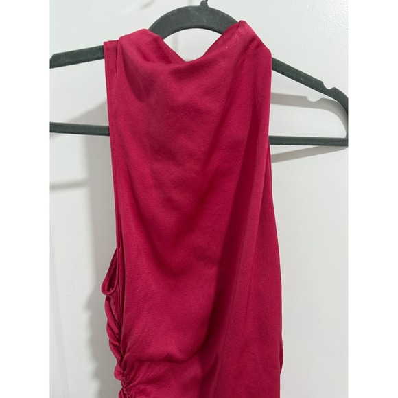 A.L.C. Pink Fuchsia Ruched Halter Midi Dress Sleeveless Cocktail Party Elegant - Picture 6 of 16